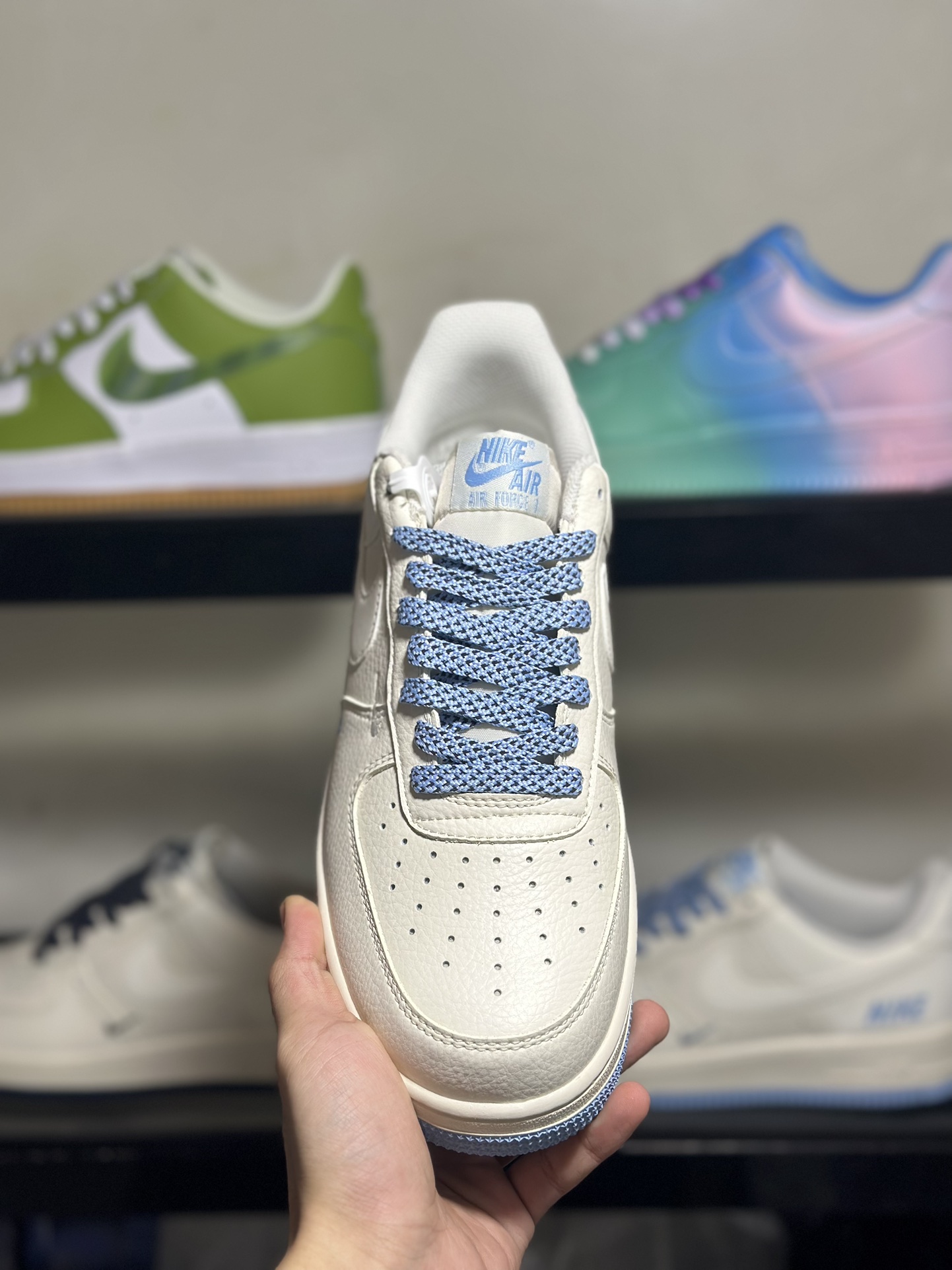 创意BY抽屉盒定制️NikeAirForce1Low双小钩3M反光空军一号低帮运动休闲板鞋定制皮料原楦原