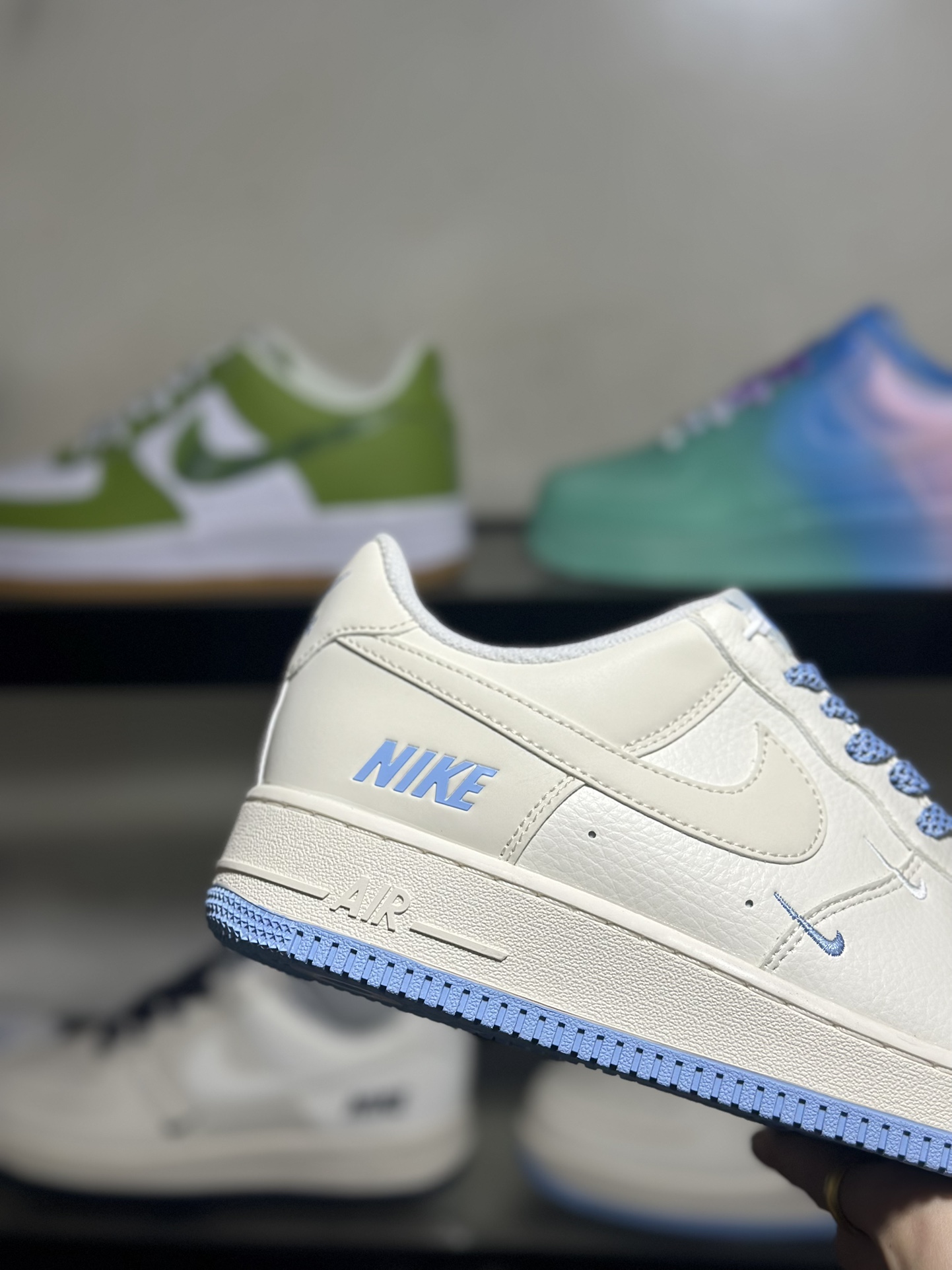 创意BY抽屉盒定制️NikeAirForce1Low双小钩3M反光空军一号低帮运动休闲板鞋定制皮料原楦原