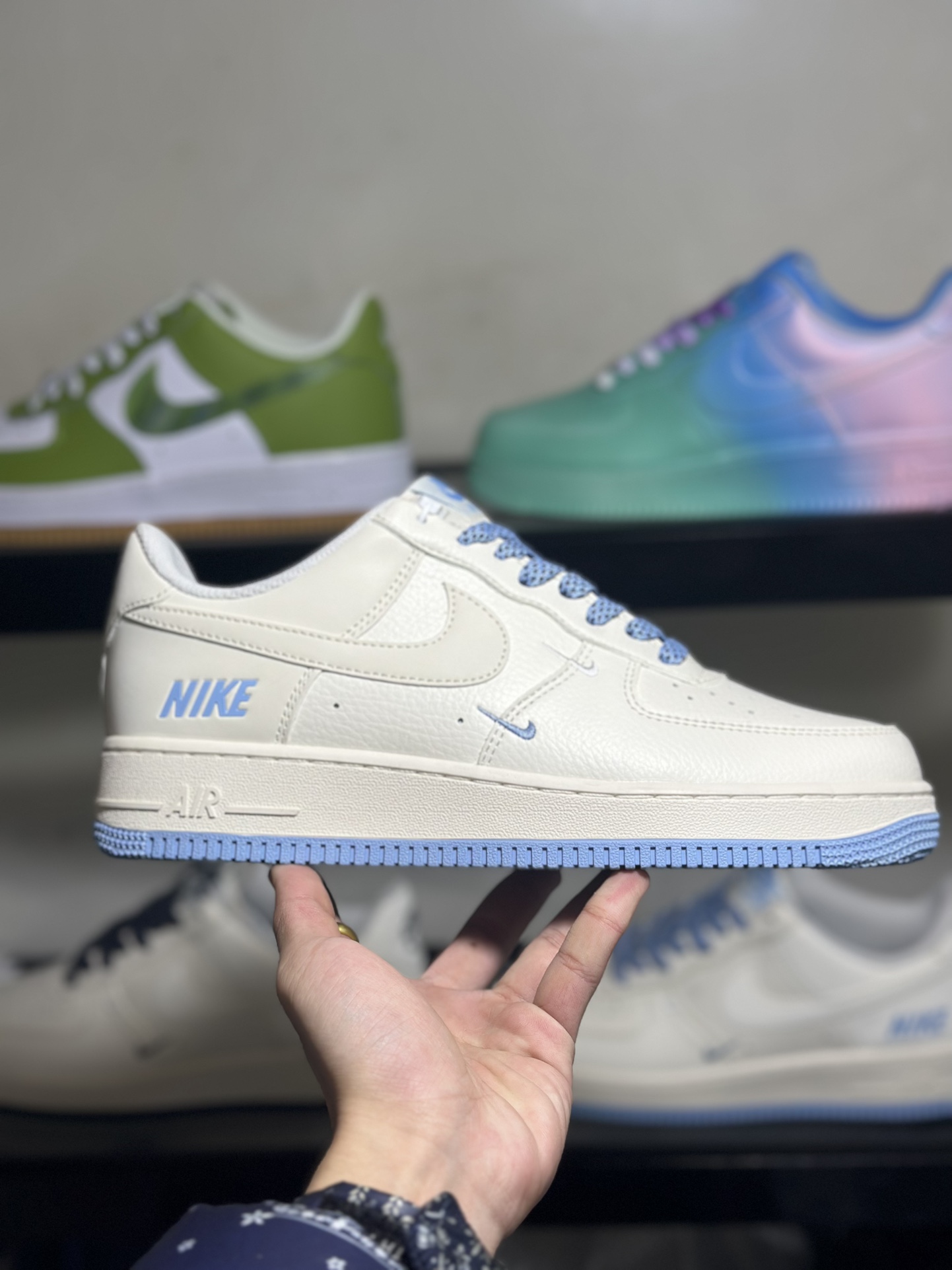 创意BY抽屉盒定制️NikeAirForce1Low双小钩3M反光空军一号低帮运动休闲板鞋定制皮料原楦原