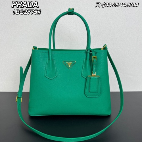 Prada 1BG2775 Emerald Green Leather Shopping Bag, 33x25x14.5cm 1 Prada 1BG2775 Emerald Green Leather Shopping Bag, 33x25x14.5cm
