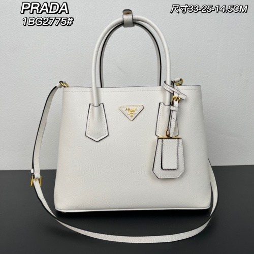 Prada 1BG2775 Classic Tote Bag in White Leather, 33 x 25 x 14.5 cm 1 Prada 1BG2775 Classic Tote Bag in White Leather, 33 x 25 x 14.5 cm