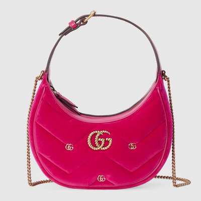 Gucci Marmont Bags Handbags Dark Pink Gold Red Fabric Silk Velvet Mini