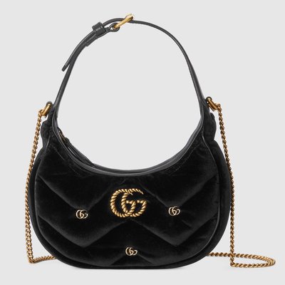 Gucci Marmont Bags Handbags Black Gold Fabric Silk Velvet Mini