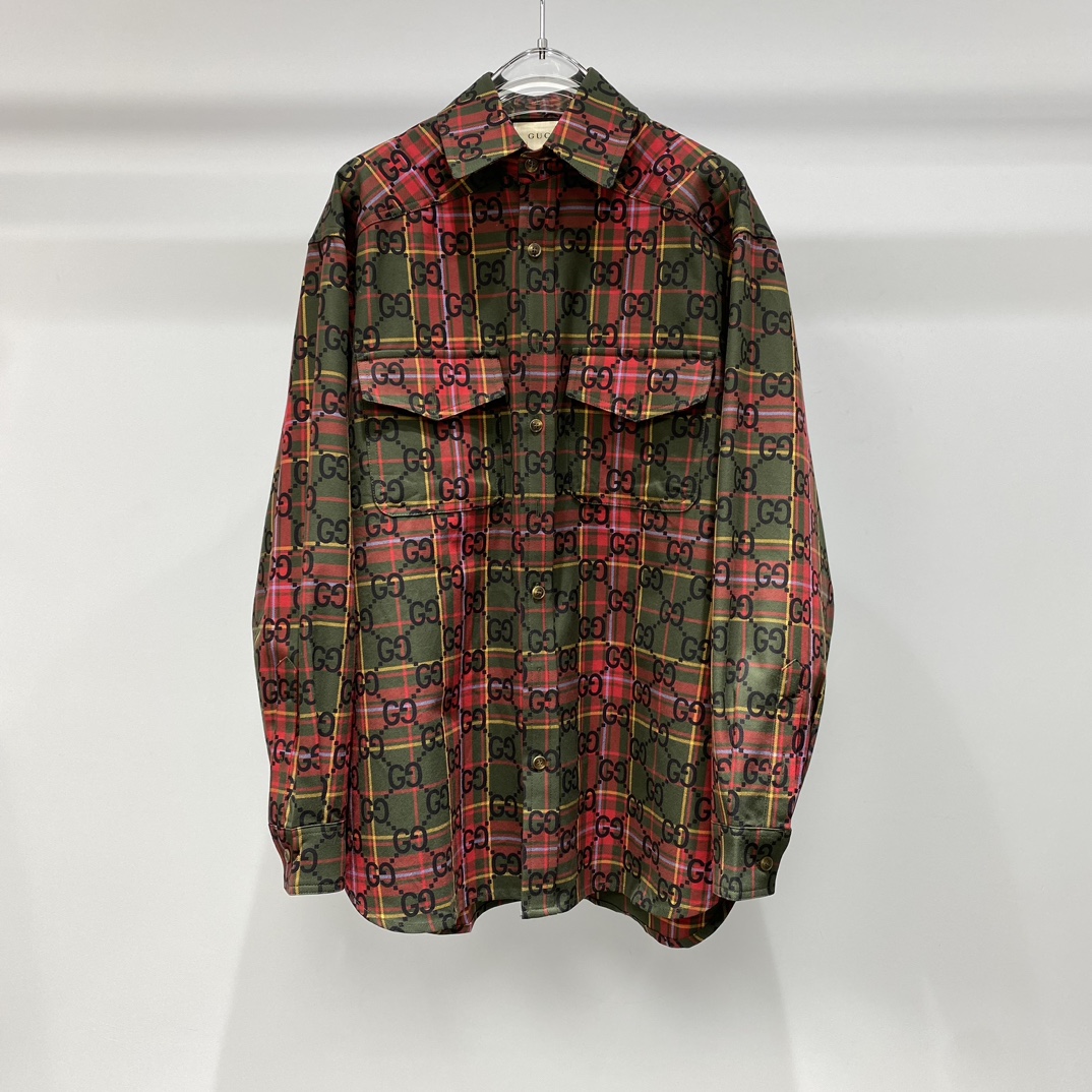Gucci Odzież Koszule i bluzki Zielony Czerwony Wełna Wiosenna kolekcja