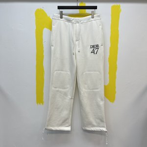Dior Clothing Pants & Trousers White Embroidery Cotton Knitting Spring Collection