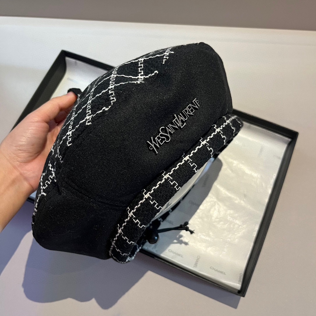 [YSL Hats]ss 2025 YSL Saint Laurent diamond beret Woolen painter hat