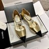 Chanel Single Layer Shoes Black Gold Bronzing Calfskin Cowhide Genuine Leather Lambskin Sheepskin Spring Collection