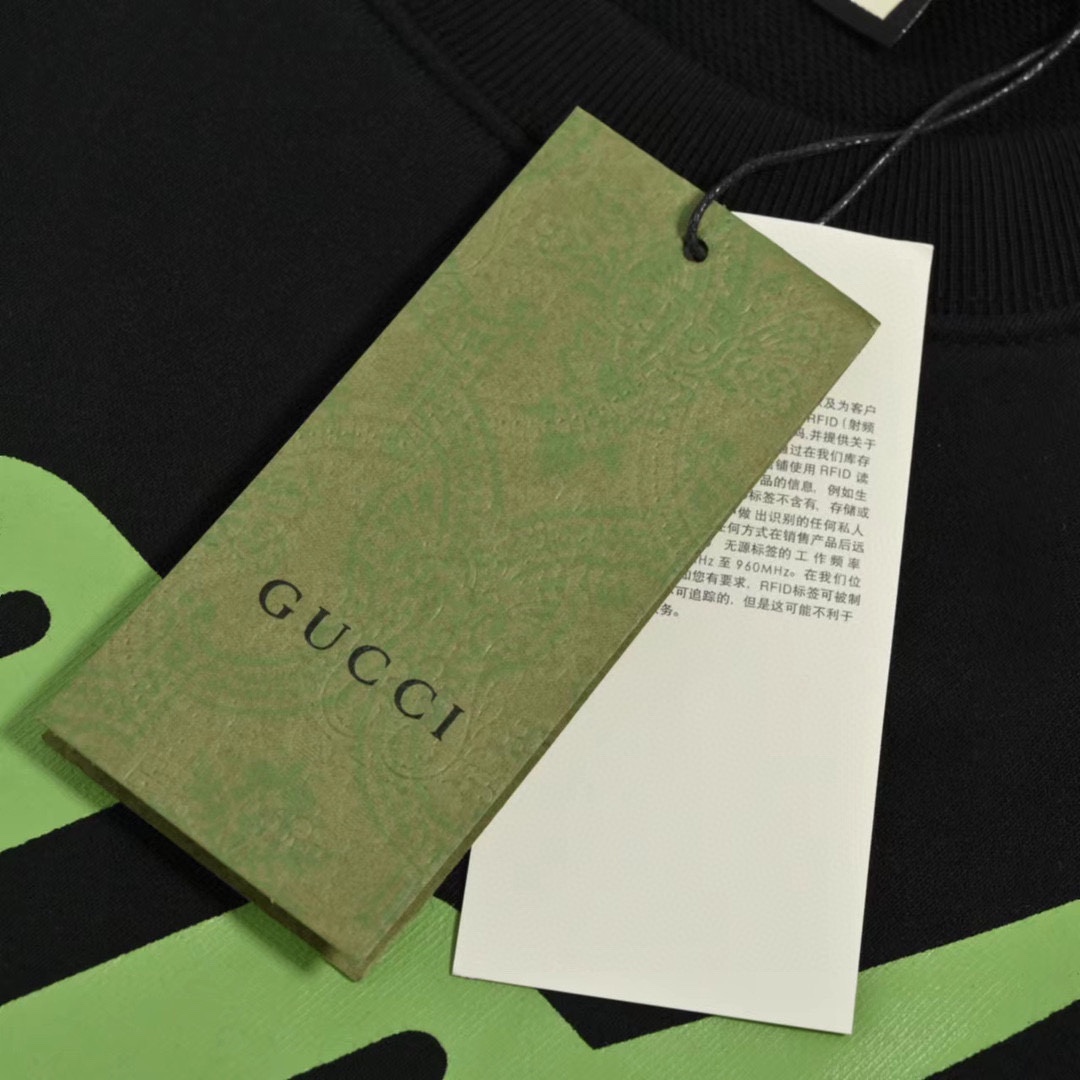 古驰/Gucci 秋冬新款 绿色闪电字母logo圆领卫衣 胸前的橄榄绿闪电 搭配经典闪电字母图案