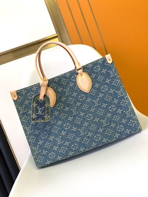 UK Sale Louis Vuitton LV Onthego Bags Handbags Blue Denim Casual M46871