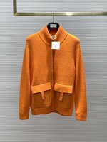 Hermes Clothing Cardigans Knit Sweater Knitting Fall/Winter Collection Fashion Casual