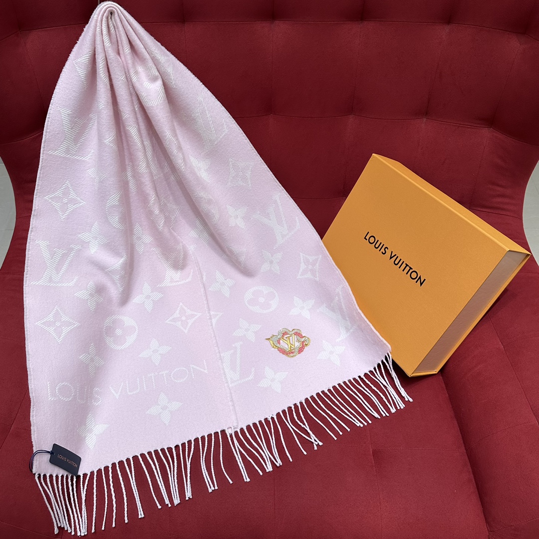 Louis Vuitton Schal Rosa Stickerei Wolle