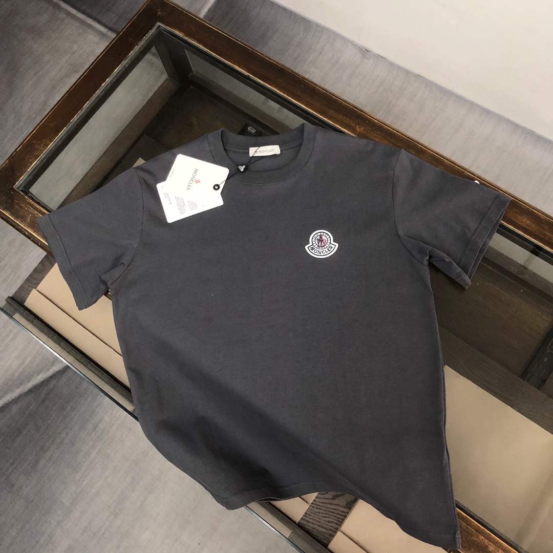 Moncler Clothing T-Shirt Black Blue Grey Light Gray Sky White Unisex Cotton Fashion Short Sleeve