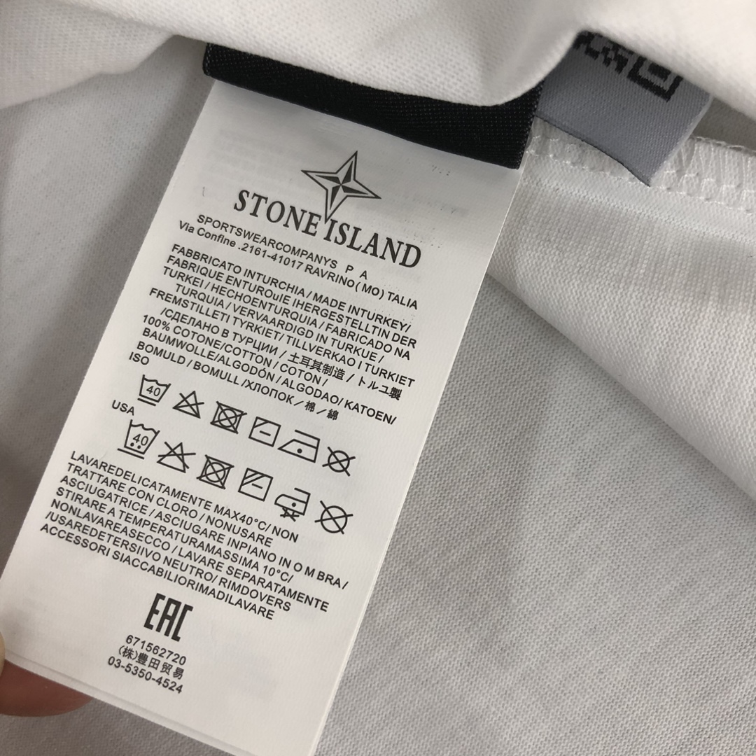 Stone Island Custom Cotton T-shirts: Latest Fashion Collection in Black/White, Sizes S-XL - 图片 7