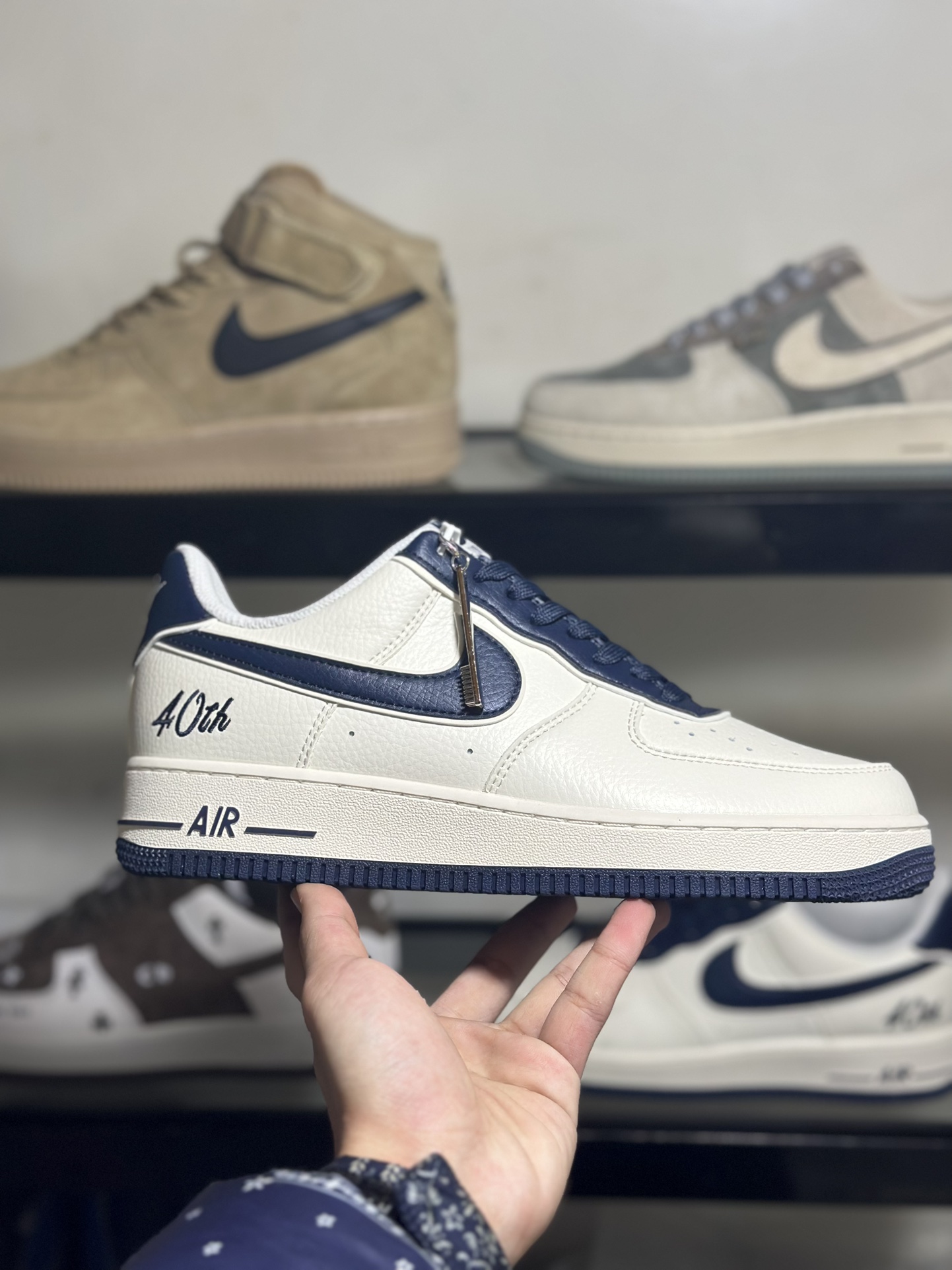 创意BY抽屉盒定制️NikeAirForce1Low40th周年深蓝空军一号低帮运动休闲板鞋官方同步原装