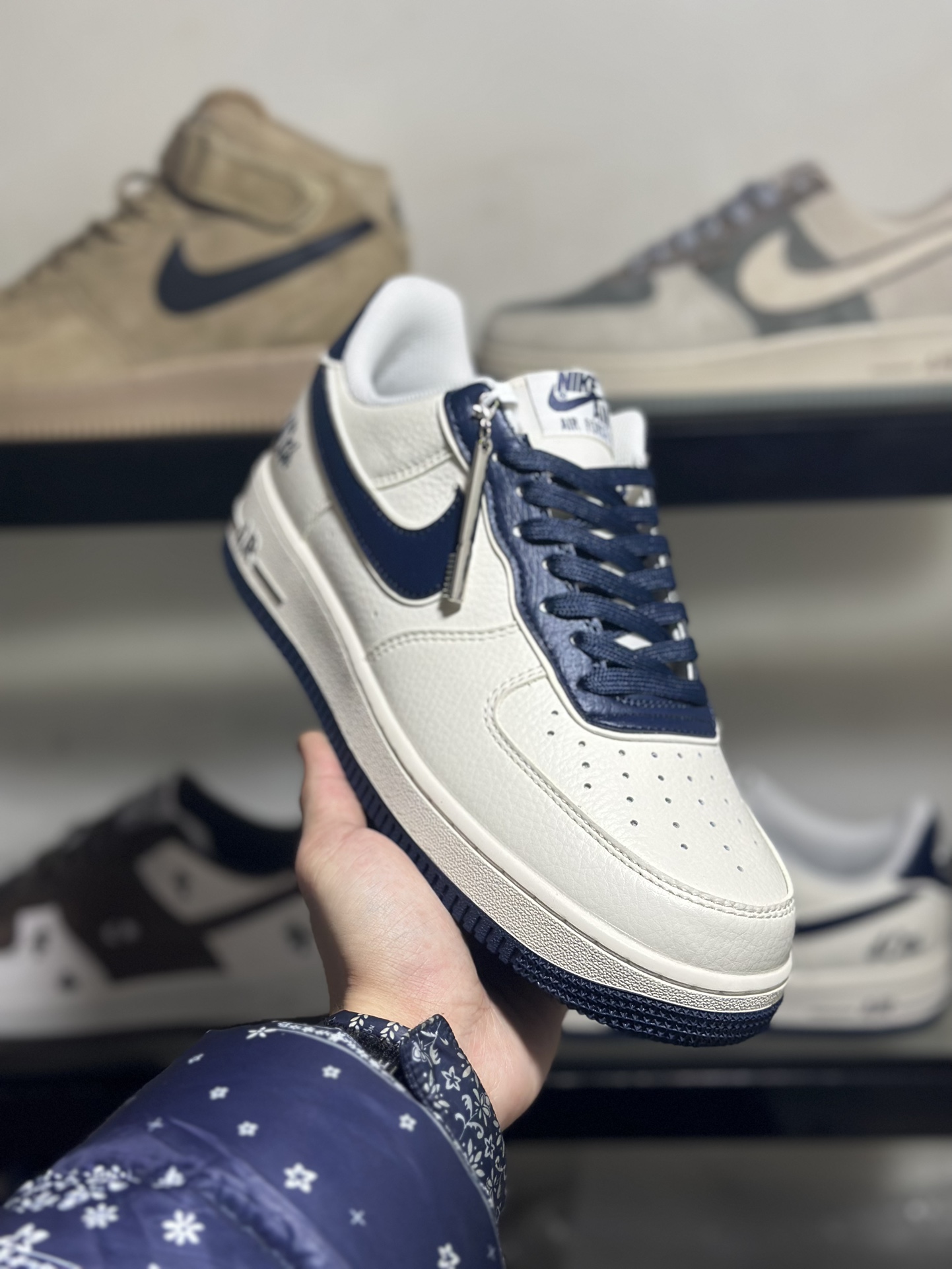 创意BY抽屉盒定制️NikeAirForce1Low40th周年深蓝空军一号低帮运动休闲板鞋官方同步原装