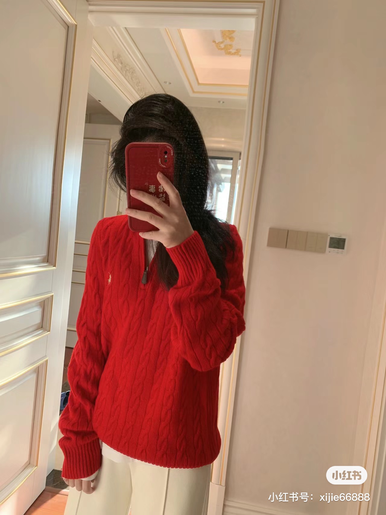 NO:801029,A touch of red for the New Year, the color is so festive,19860909新年一抹红,颜色真的太喜庆啦,,,Women's clothing