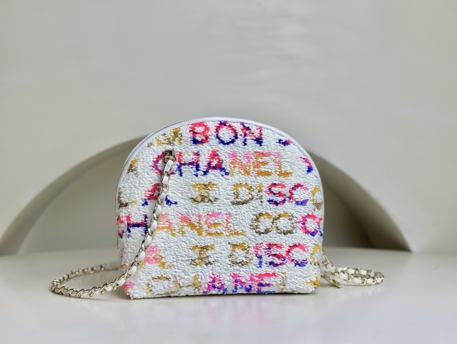 Chanel 24C Evening Bag with Sequins and Shell Chain, 16x7x16cm