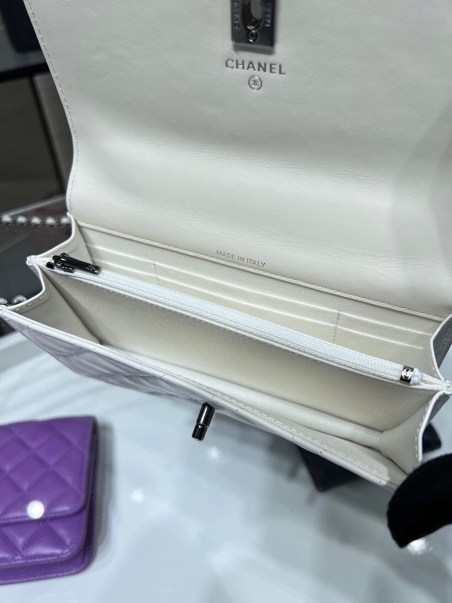 K新品辽色水钻手柄风琴包双层WOC水钻配牛皮AY尺寸:18.5116cm
