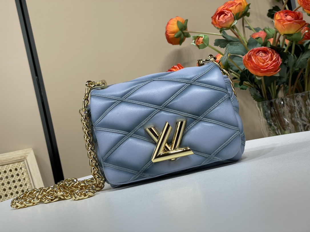 Louis Vuitton Sacs À Main Bleu Gris Peau de mouton Série printemps La chaîne m83071