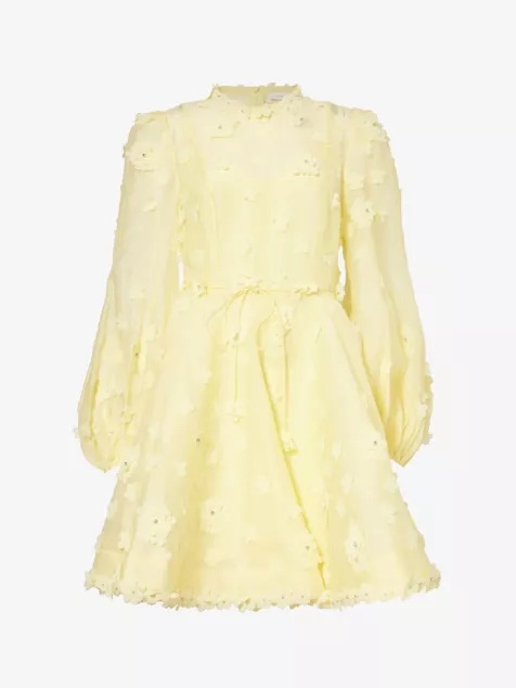 （爆款补单出货）#B1024 澳洲 Zimmermann立体花朵公主仙女甜美连衣短裙颜色：白色 粉色 黄色码数：0/S 1/M 2/L 3/XL