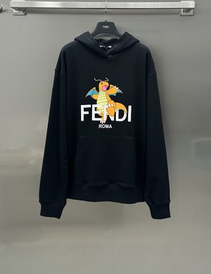 Fendi Clothing Hoodies Printing Cotton Fall/Winter Collection Hooded Top