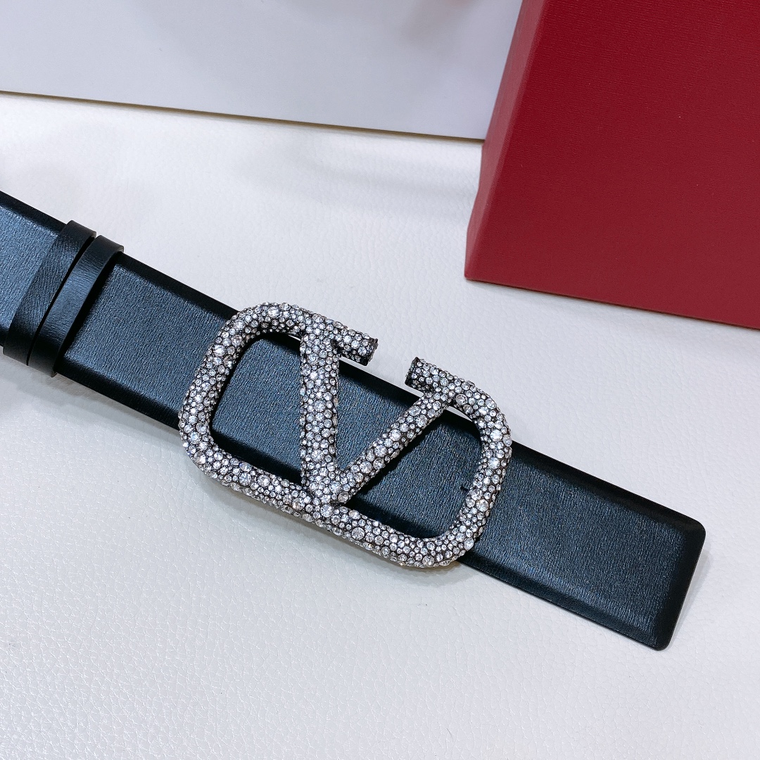 “Valentino Garavani VLogo Belt: Bright Calf Skin, 4.0cm Width” - 图片 7