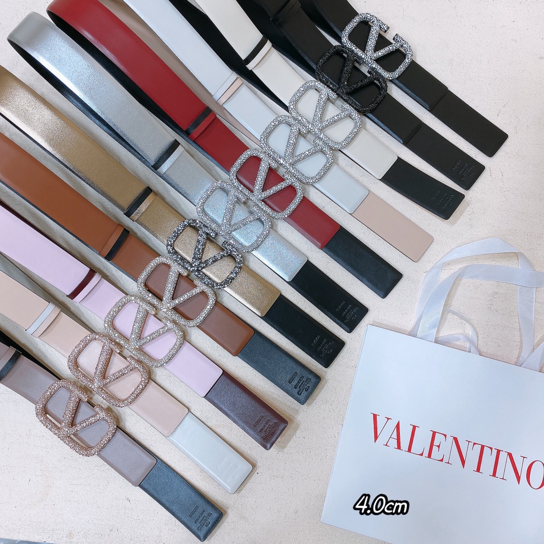 “Valentino Garavani VLogo Belt: Bright Calf Skin, 4.0cm Width” - 图片 9