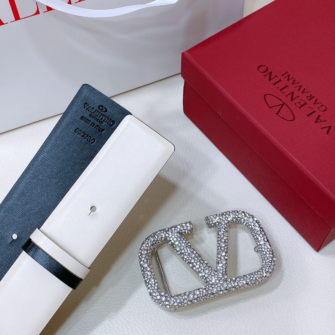 Valentino Garavani VLogo Belt: Bright Calf Skin, 4.0 cm Width, Trusted Signature Design - 图片 8