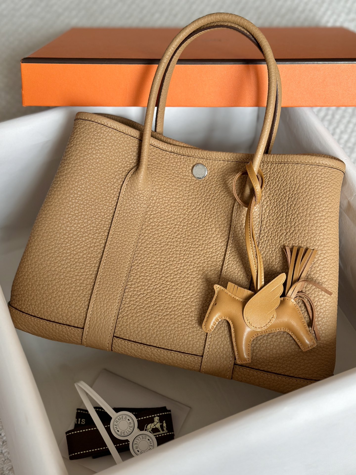 Hermès Garden Party 30 Biscuit Color Tote Bag - Elegant and Versatile
