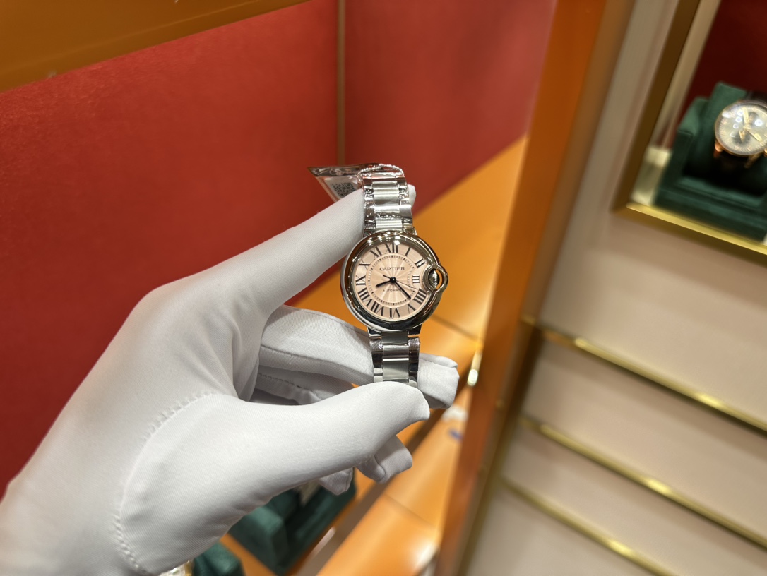 NO:143212,Spot instant Cartier Ballon Bleu Blue Balloon Mechanical Watch, Pink Balloon 33 Dial,,,,,,,,,,,,,,,,,,,,,,,,,19860909现货秒发 Cartier卡地亚Ballon Bleu蓝气球机械腕表 ,粉气球33表盘,,,cartier,cartier,Watch