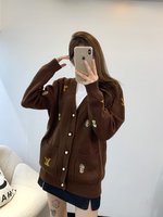 Louis Vuitton mirror quality
 Clothing Cardigans Knit Sweater Buy High-Quality Fake
 Chocolate color Embroidery Knitting
