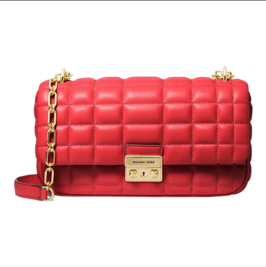 Michael Kors Michael kors mk新款TRIBECA系列羊皮方格绗缝锁扣翻盖手提单肩包，尺寸：25×14×8