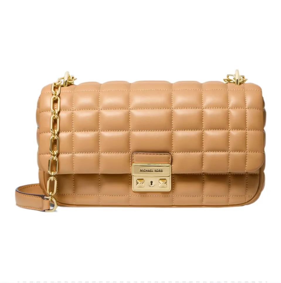 Michael Kors Michael kors mk新款TRIBECA系列羊皮方格绗缝锁扣翻盖手提单肩包，尺寸：25×14×8