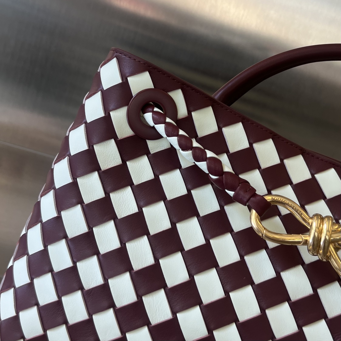 Bottega Veneta Burgundy/Glacier Blue Medium