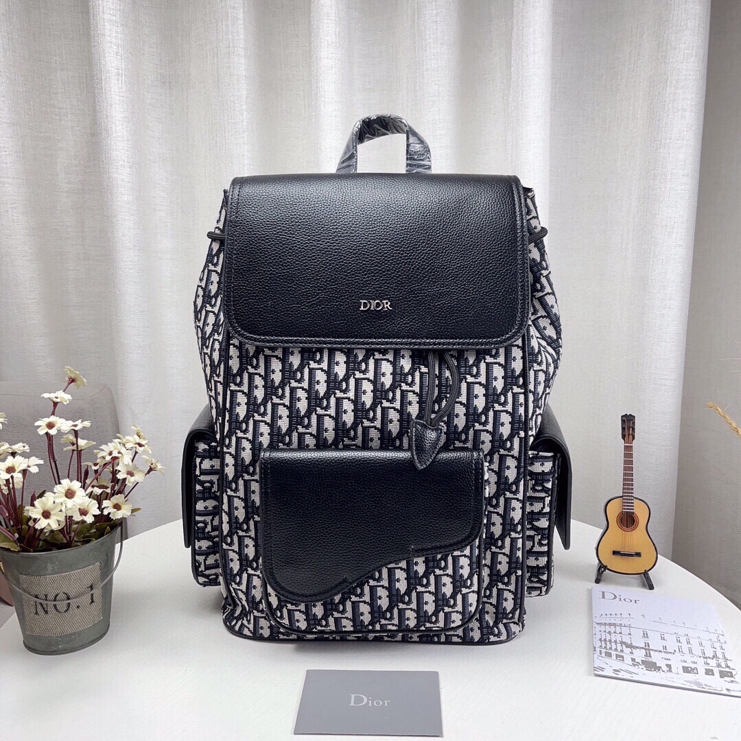 Dior Bags Backpack Calfskin Canvas Cowhide