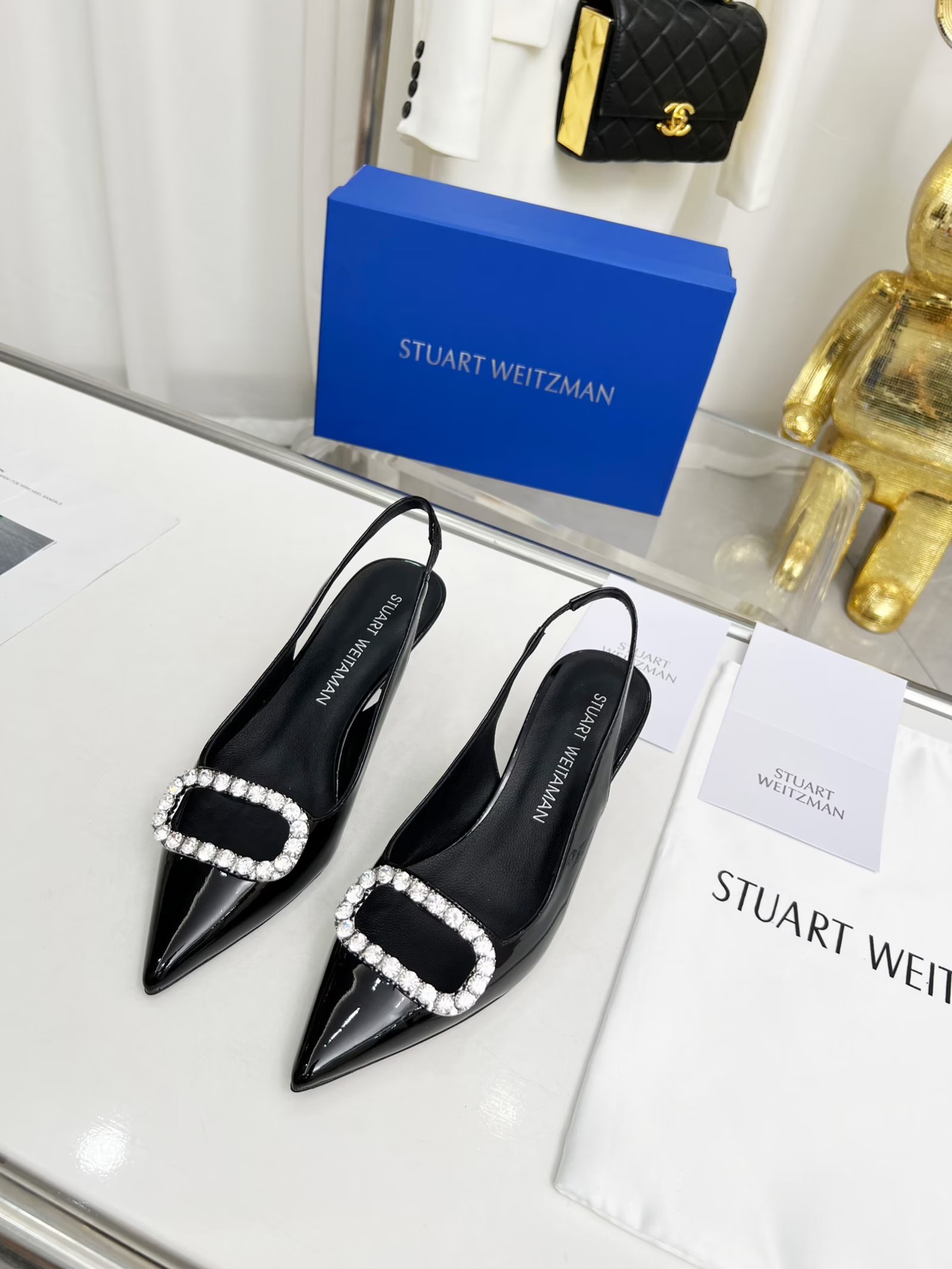 Stuart Weitzman E.M. Pointy Water Drill Heels: $550, Leather, Silver, 5.5cm High - 图片 2