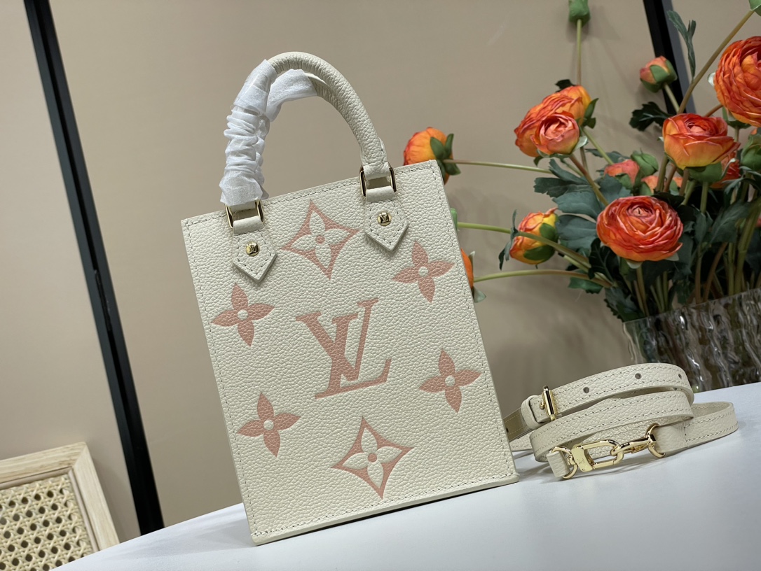 Louis Vuitton LV Sac Plat Sacs À Main Couleur abricot Blanc Empreinte​ m81417