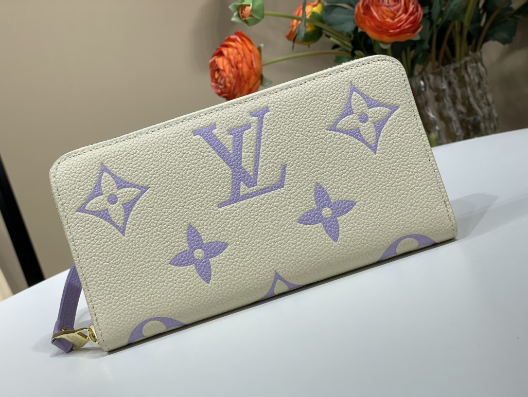 Louis Vuitton Portefeuilles La couleur violette Blanc Empreinte​ m60017