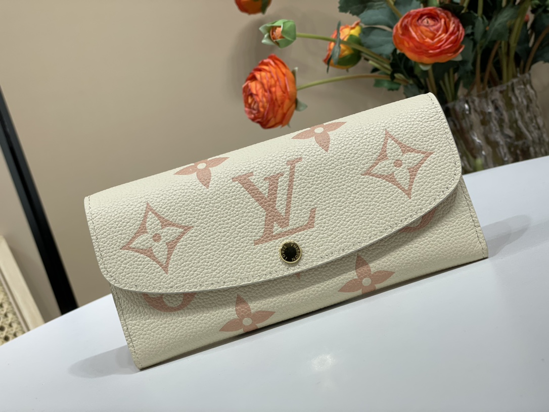 Louis Vuitton Portefeuilles Couleur abricot Blanc Empreinte​ m62329