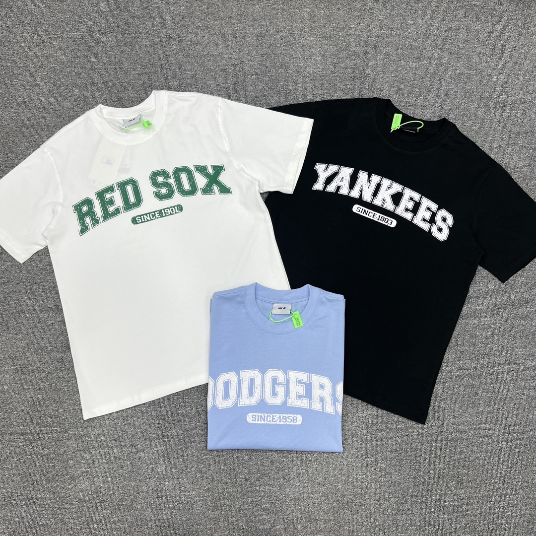 P88 XX010 MLB estampado de letras agrietadas ZP edición 260g algodón puro unisex: S-XXL [negro, azul, blanco]