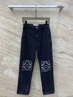 Loewe Clothing Jeans Blue Openwork Gold Hardware Cowhide Spring Collection Vintage