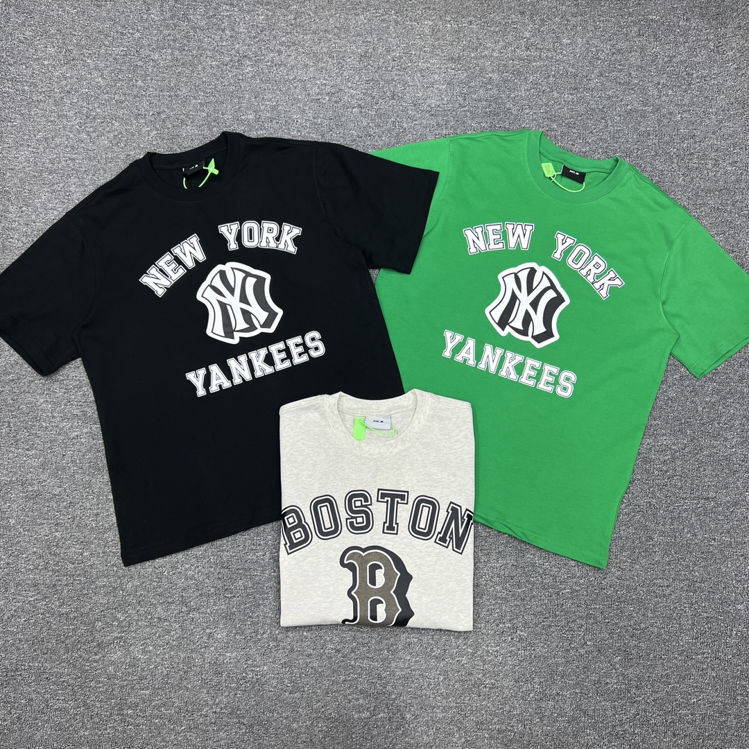 P88 XX017 MLB, estampado de letras NY grandes, versión ZP, algodón puro de 260 g. Pareja: S—XXL [verde, negro…