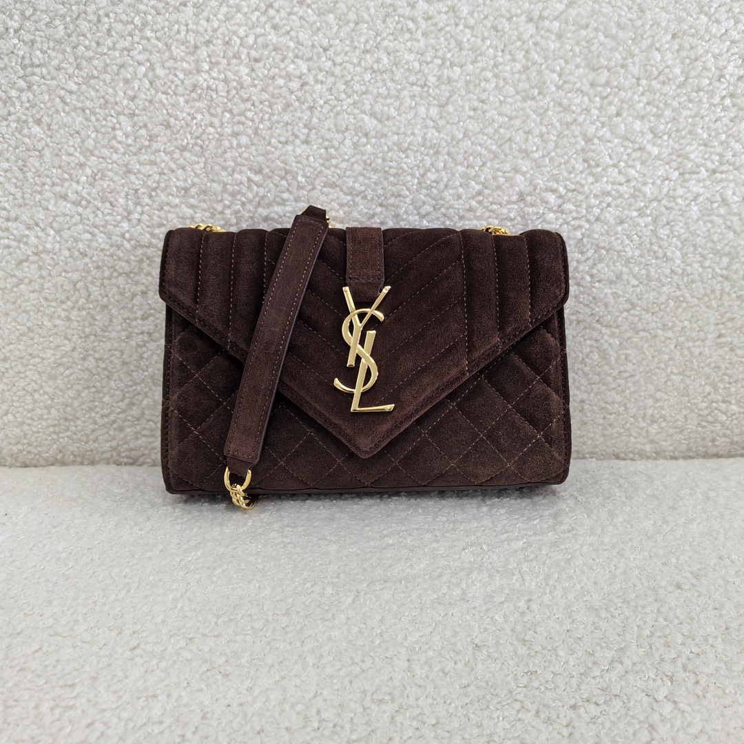 Yves Saint Laurent YSL Envelope Taschen Umhängetaschen  & Schultertaschen Braun Rindsleder Frost Ketten