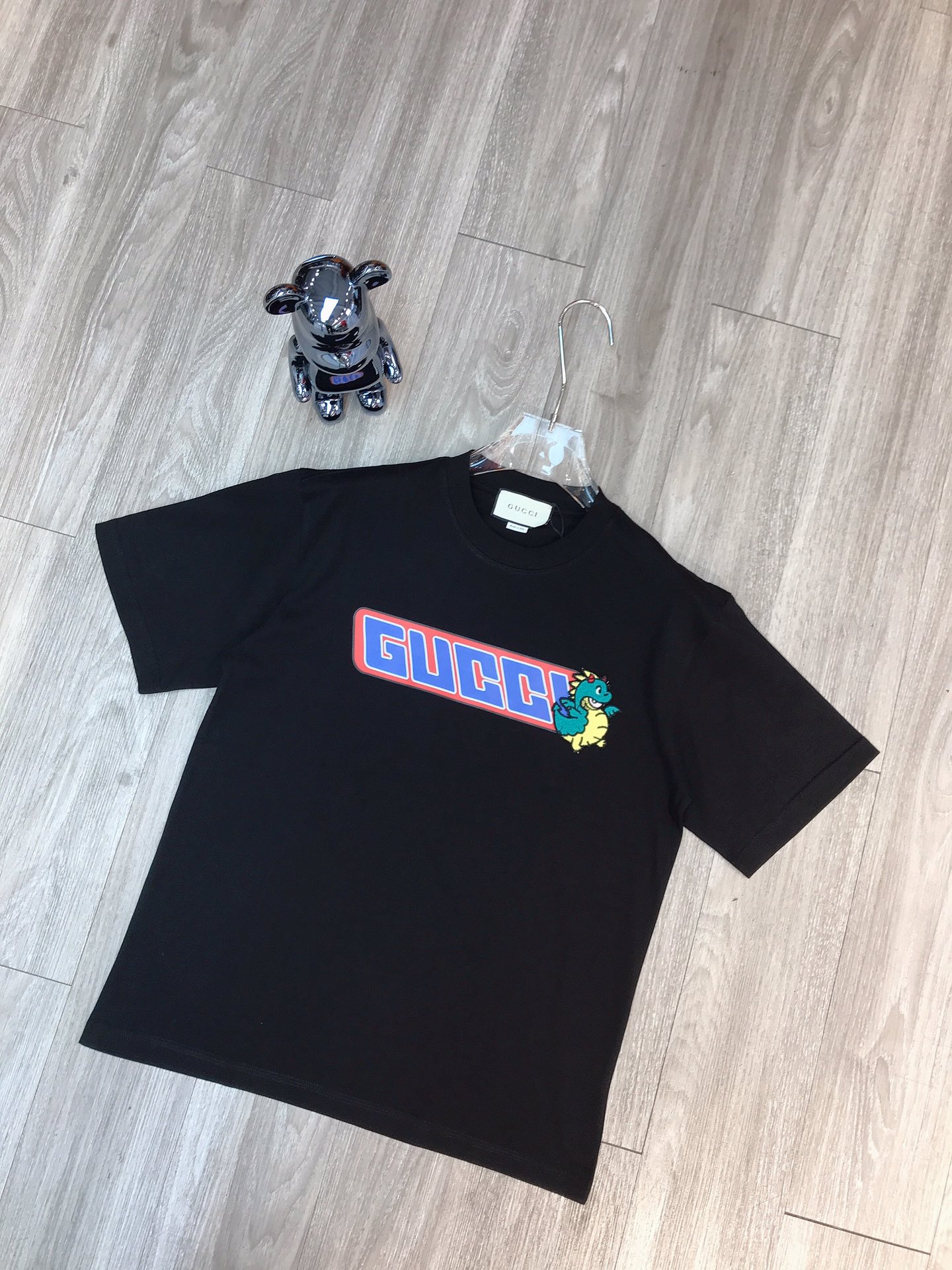 Gucci AAA Clothing T-Shirt Black White Men Cotton Spring/Summer Collection Fashion Short Sleeve