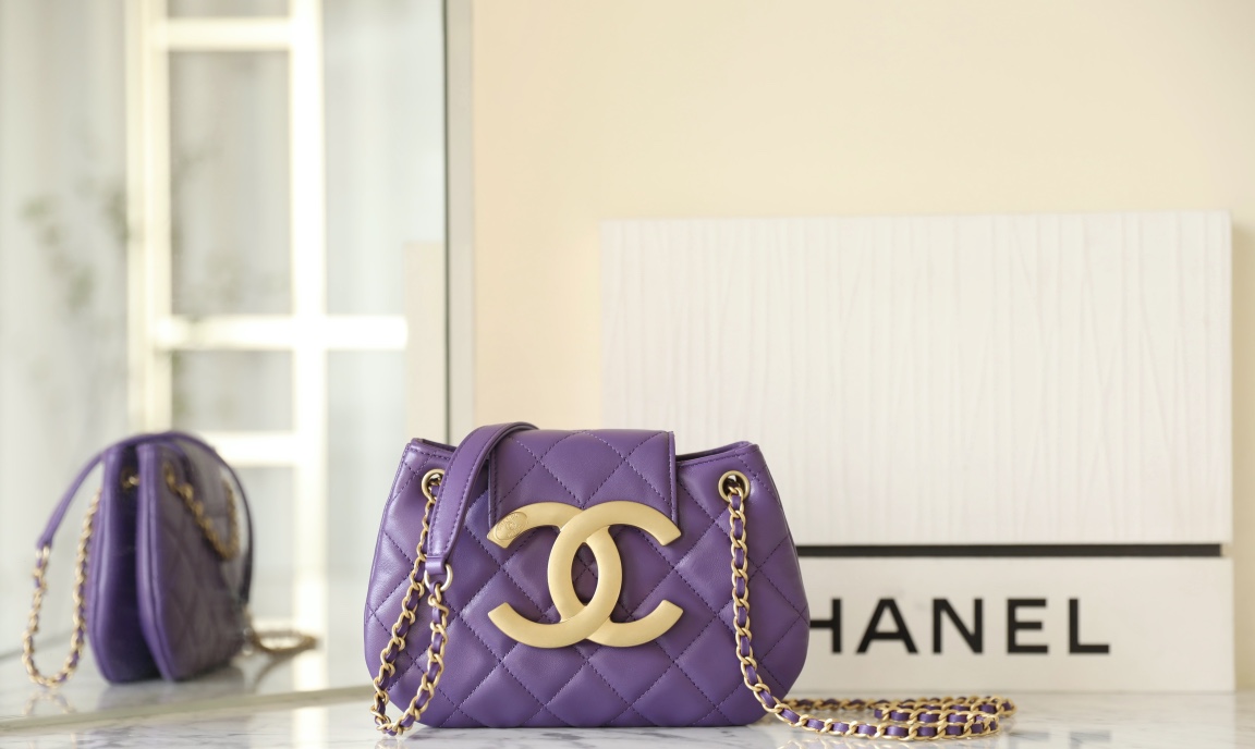 Chanel Crossbody & Shoulder Bags Best Luxury Replica
 Purple Vintage Gold Lambskin Sheepskin Spring Collection