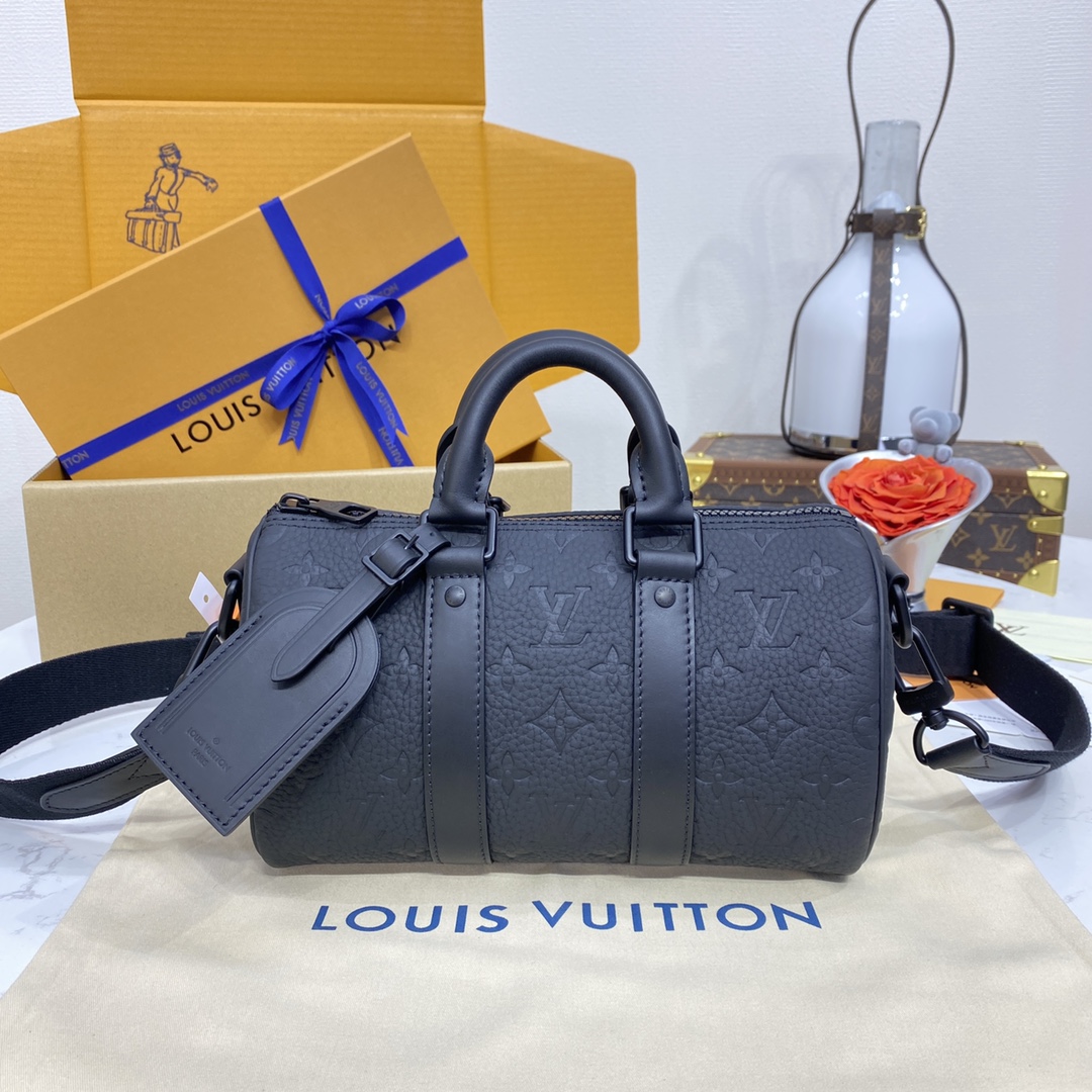 Louis Vuitton LV Keepall Novo
 Bolsas Sacos de Viagem Preto Couro de vaca M20900