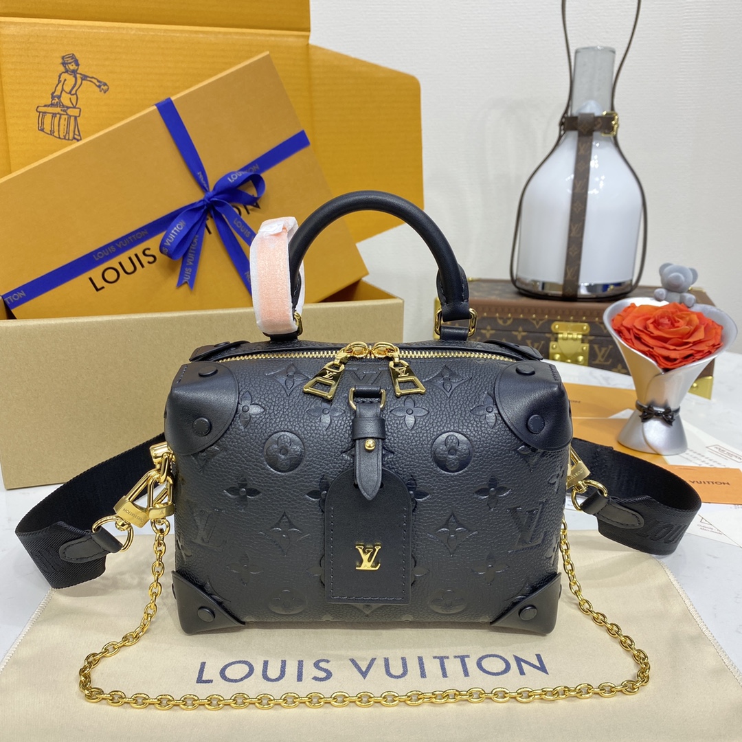 Louis Vuitton LV Petite Malle Sacos Bolsas Preto Branco Empreinte​ M45393