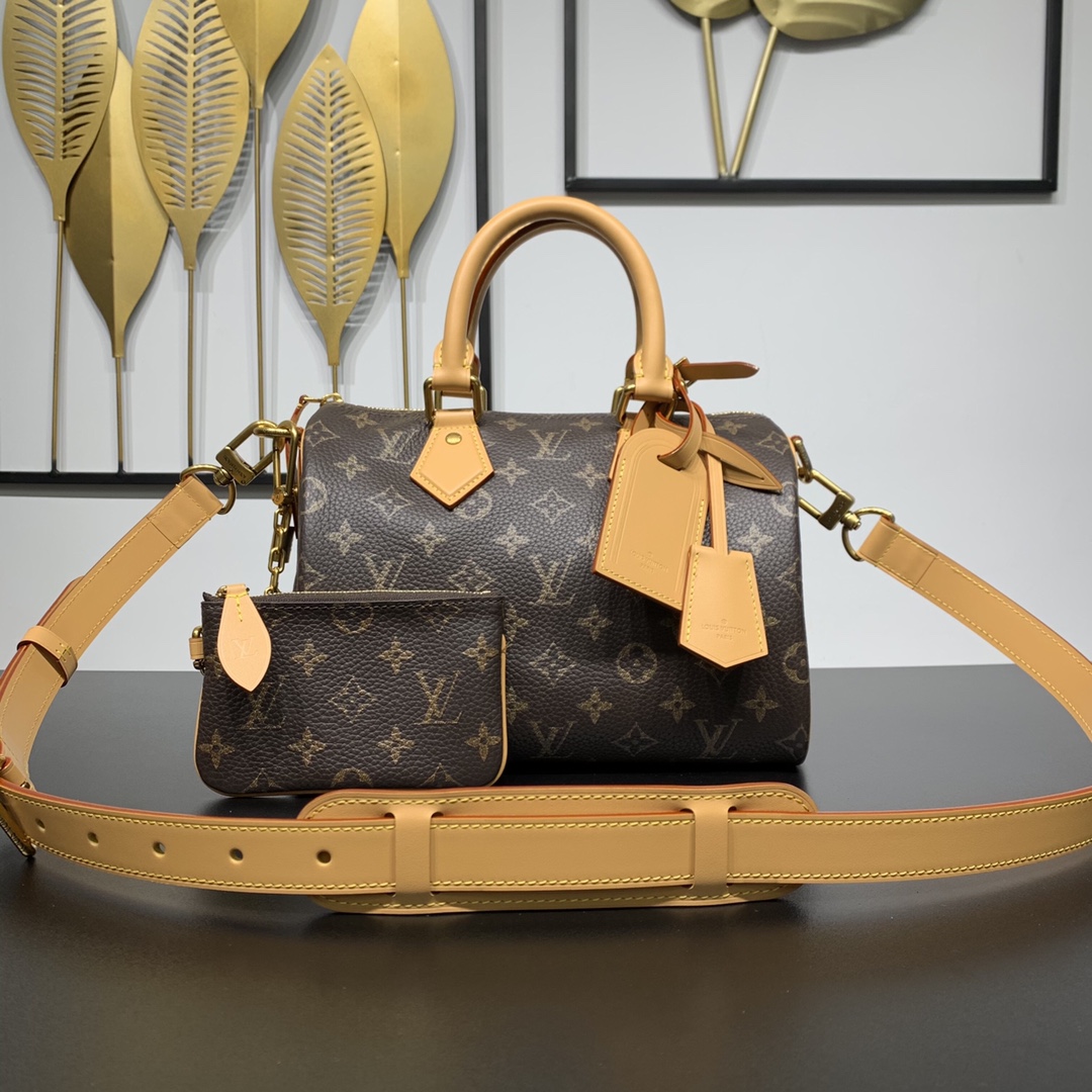 Louis Vuitton M24443 Brown 24 new products first purchase special offer Brown full cowhide pillow bag LV Speedy Bandouliere 25 Monogram Presbyopi