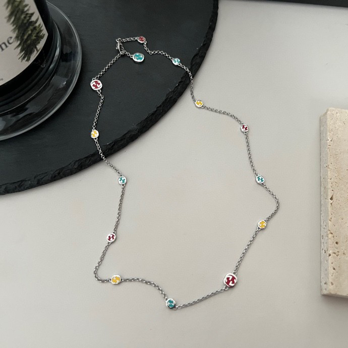 NO:102037,Gucci 925 sterling silver interlocking double G color enamel necklace size 45cm, Gucci necklace, gucci, gucci, necklace, pure silver19860909Gucci古驰925纯银互扣式双G彩色珐琅项链 尺寸45cm,古驰项链,gucci,gucci,necklace,pure silver,Jewelry