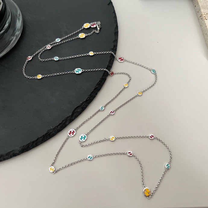 NO:102039,90cm Gucci Gucci 925 sterling silver interlocking double G color enamel necklace Size 90cm, Gucci necklace, gucci, gucci, necklace, pure silver1986090990cmGucci古驰925纯银互扣式双G彩色珐琅项链 尺寸90cm,古驰项链,gucci,gucci,necklace,pure silver,Jewelry